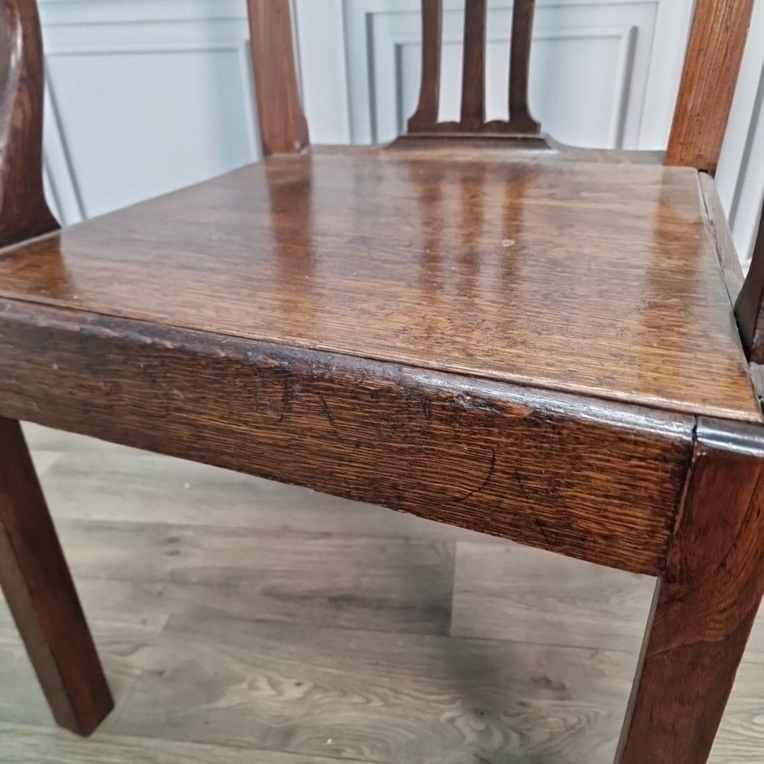 Furniture Antique Elbow Chair 19th C English Carver  Hall Throne Desk Seat Georgian photo