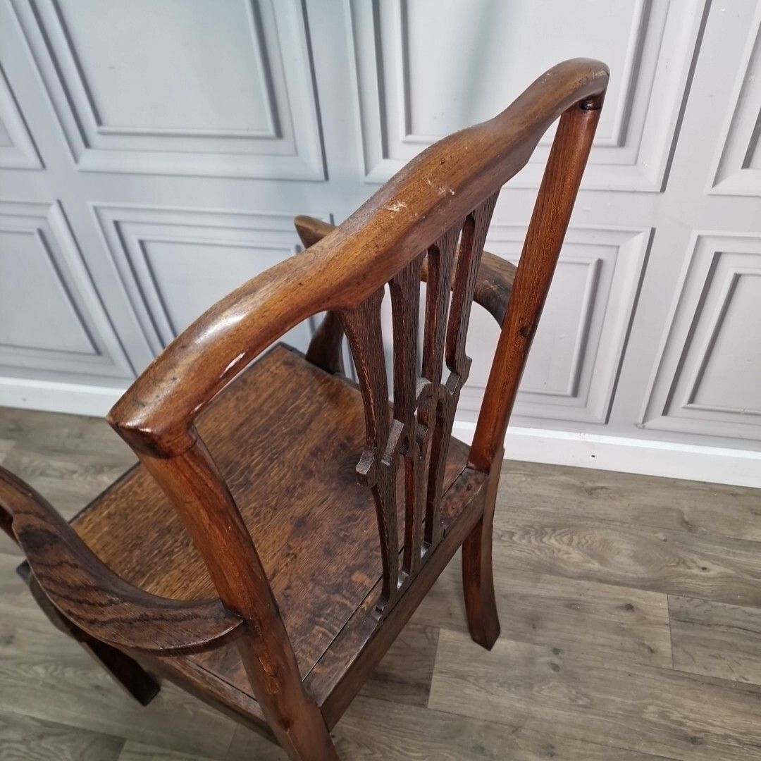 photo vintage Antique Elbow Chair 19th C English Carver  Hall Throne Desk Seat Georgian