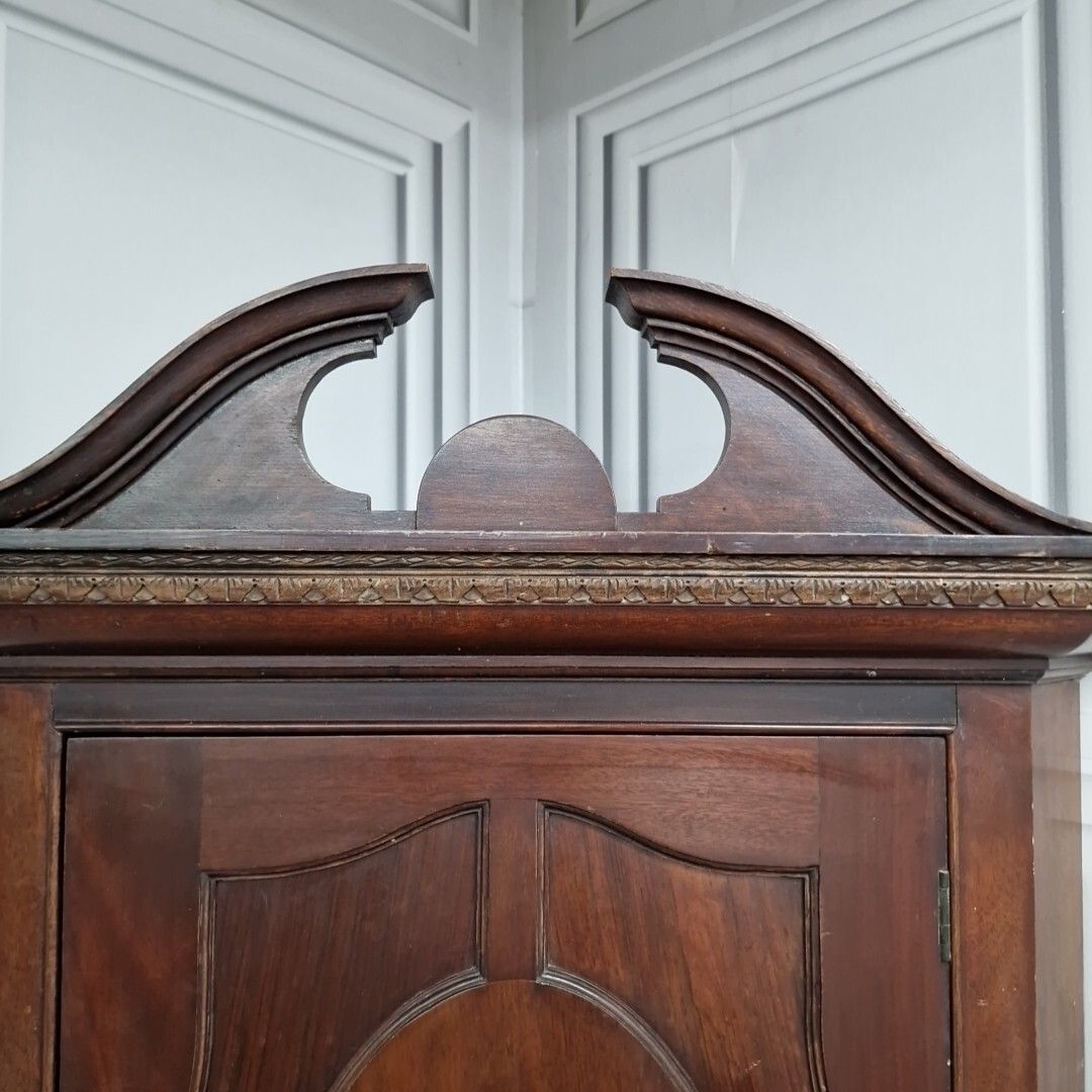Antique Georgian Corner Cabinet Wall Hanging Cupboard Shelves Shelf Unit Wooden photo vintage