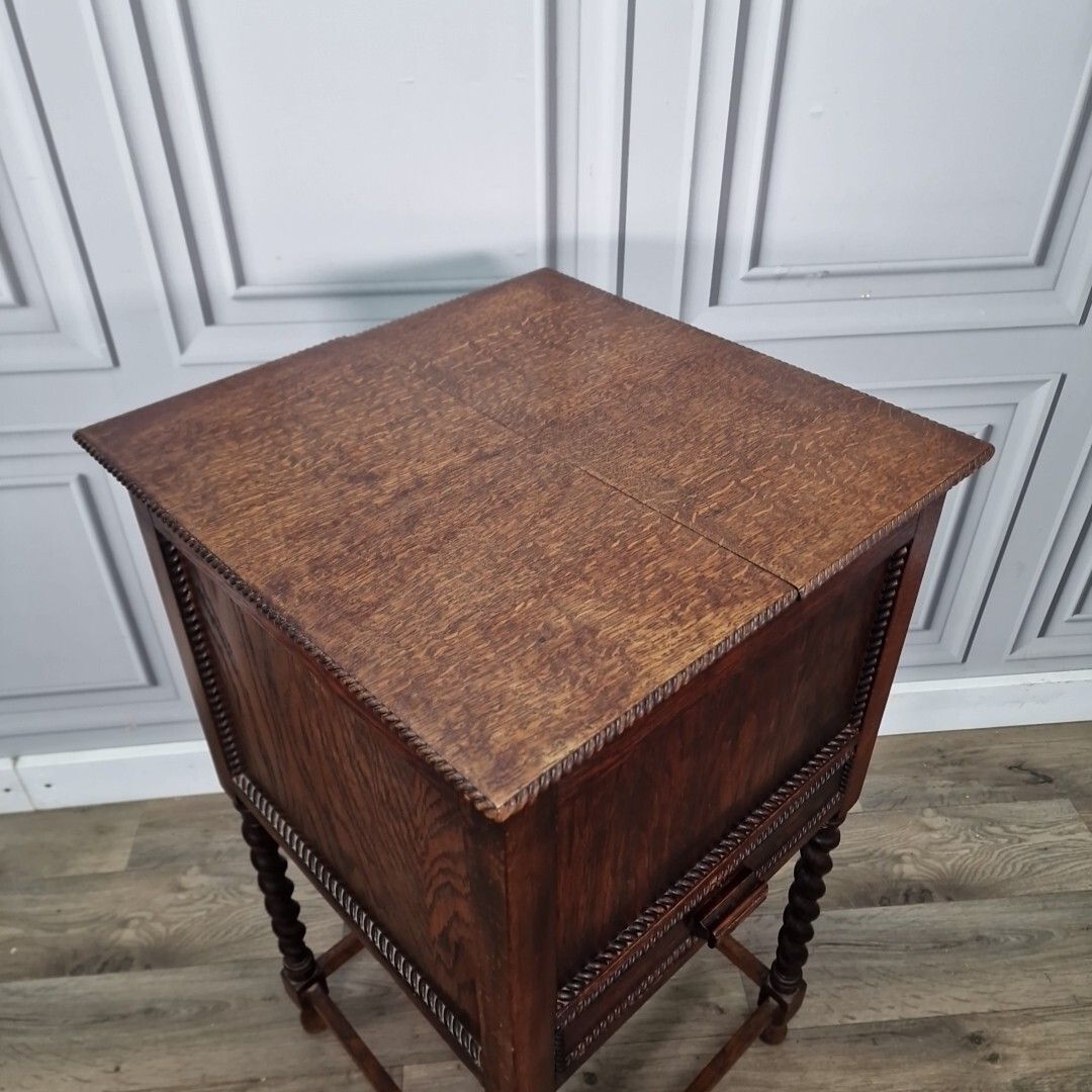 Antique Pot Table Cupboard Wooden Barley Twist Cabinet Cutlery Sewing Bedside photo for sale