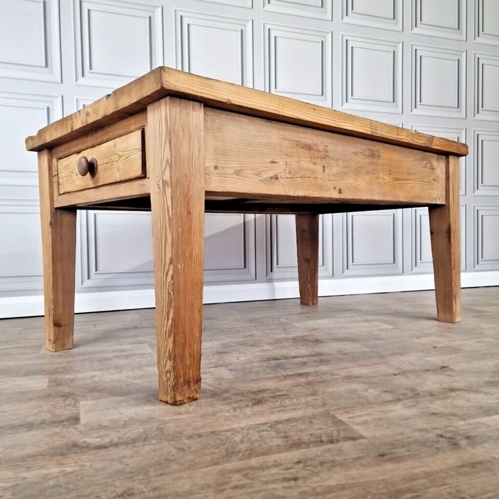 Antique Kitchen Prep Table Solid Pine Victorian Rustic Dining Country Farmhouse photo furniture
