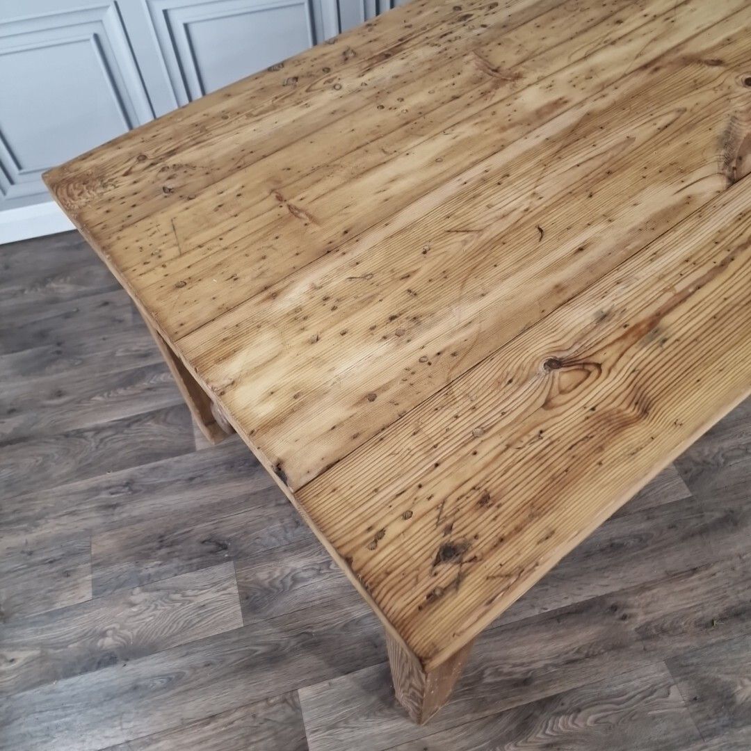 Antique Kitchen Prep Table Solid Pine Victorian Rustic Dining Country Farmhouse photo vinterior