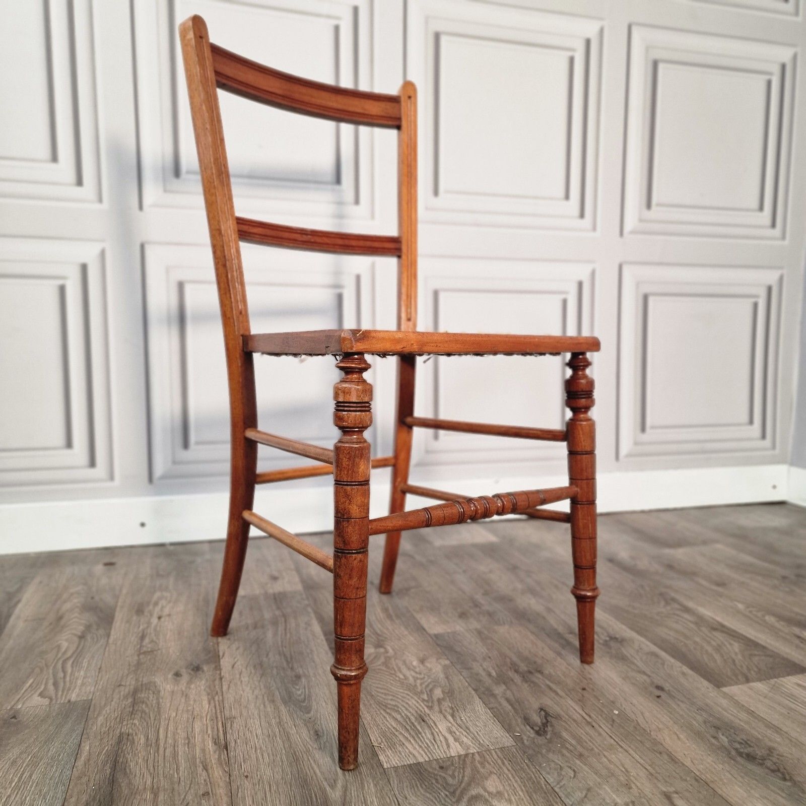 Antique Bedroom Chair Fluted & Turned Decorative Cane Occasional Window Vintage photo furniture