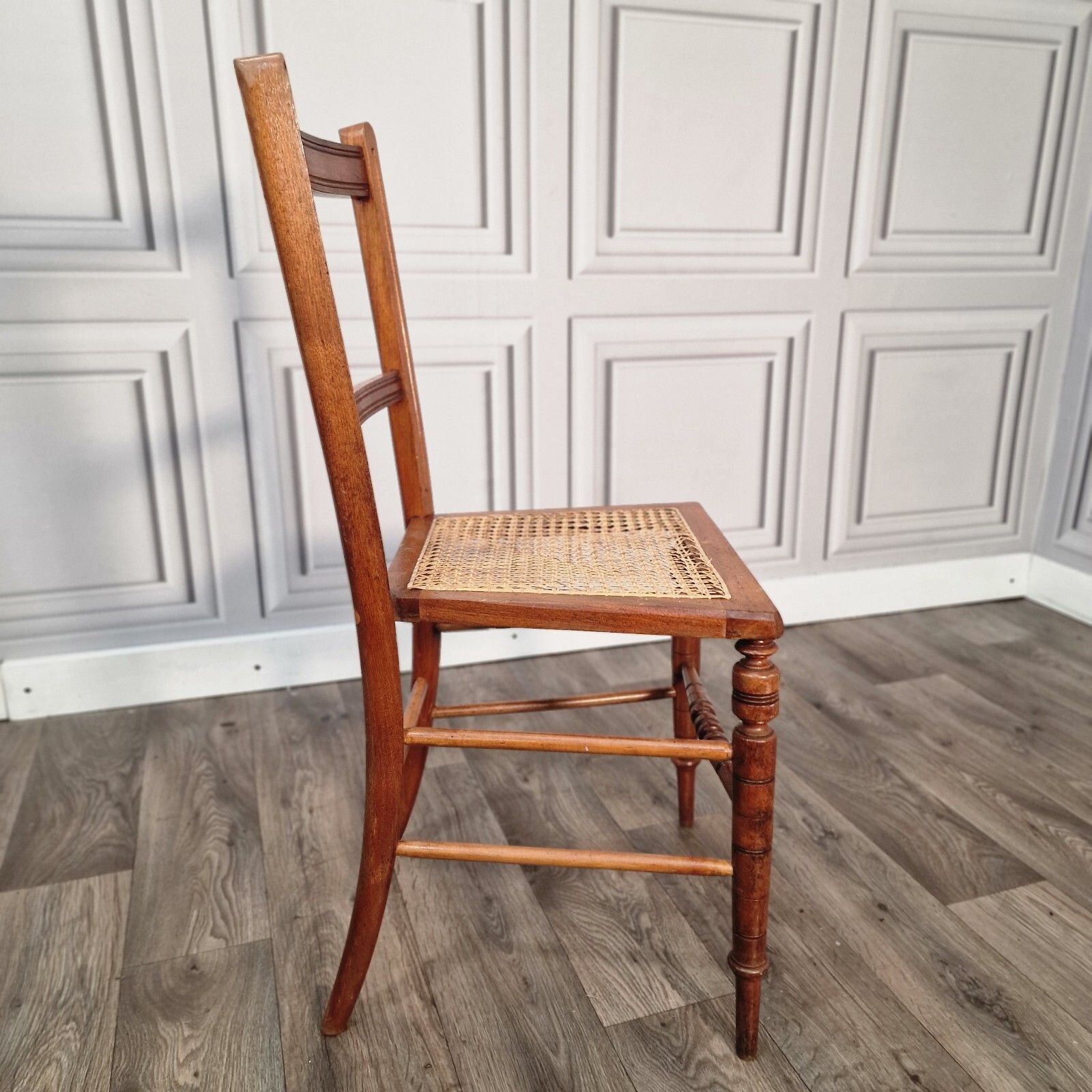 photo buy Antique Bedroom Chair Fluted & Turned Decorative Cane Occasional Window Vintage