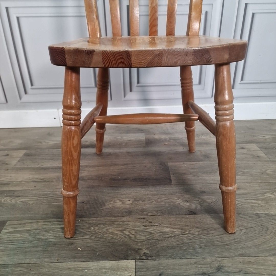 Antique Victorian Rustic Chair Turned Farmhouse Country  Solid Wooden Seat photo vinterior