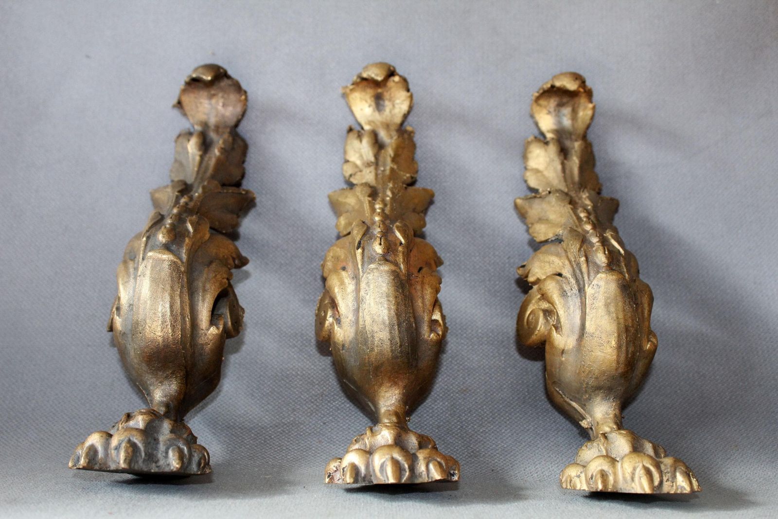 Set Of 3 Large Antique Bronze Lion Paw Furniture Legs, Tripod Table, Cabinet, Regency Empire French, Replacement Parts, Salvaged Restoration photo 120.0