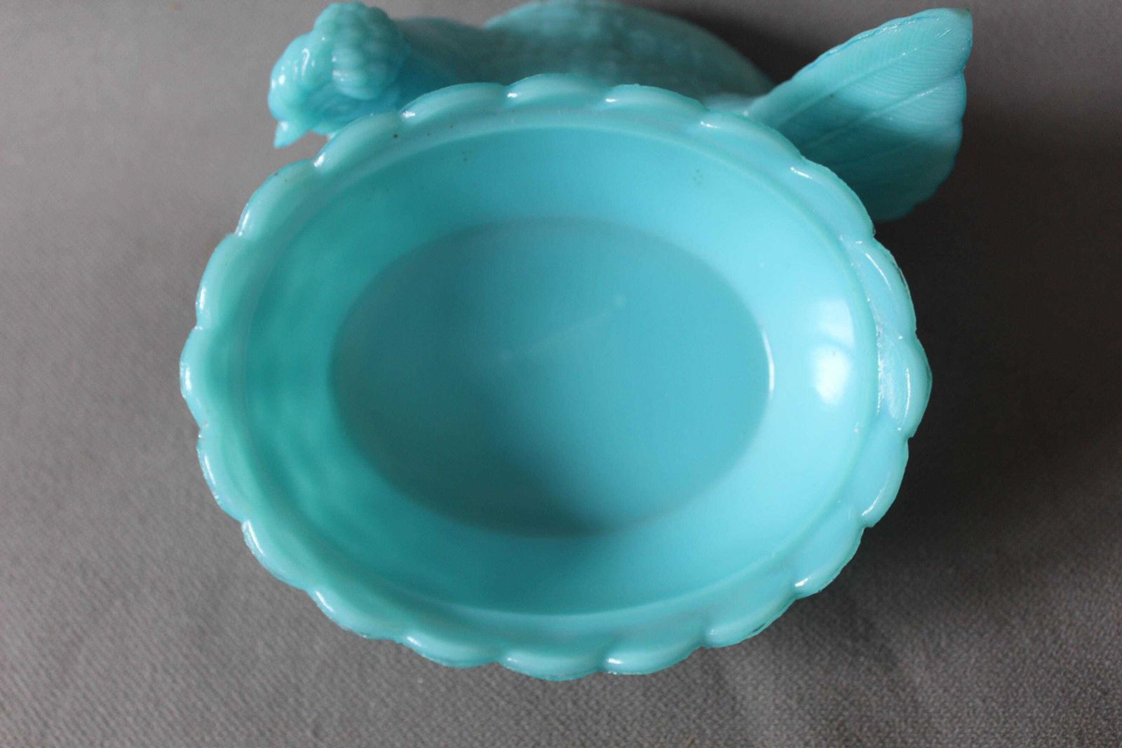 Large Vintage French Blue Opaline Glass Nesting Hen On Basket Box, Milk Glass, Baby Blue Opaline, Pressed Glass, Terrine, Basket Weave photo 60.0