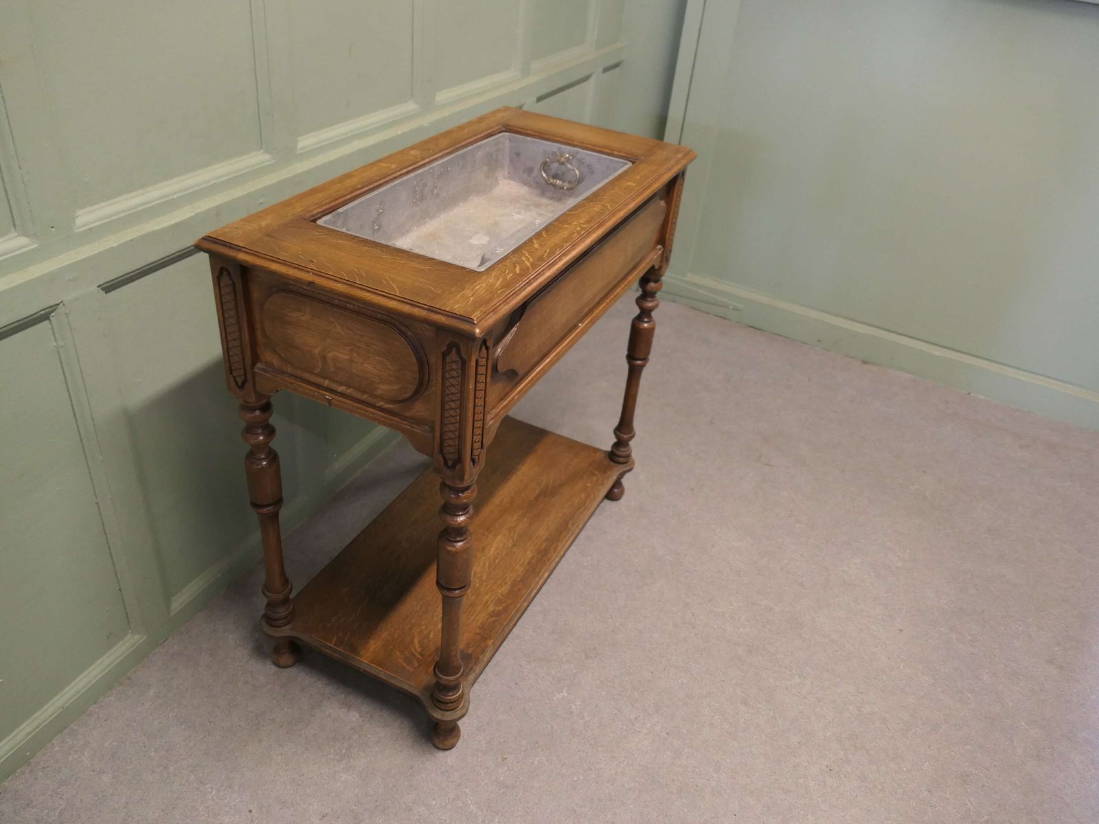 French Arts And Crafts Golden Oak, Lined Jardinière The Planter Is Made In Oak photo Home Decor