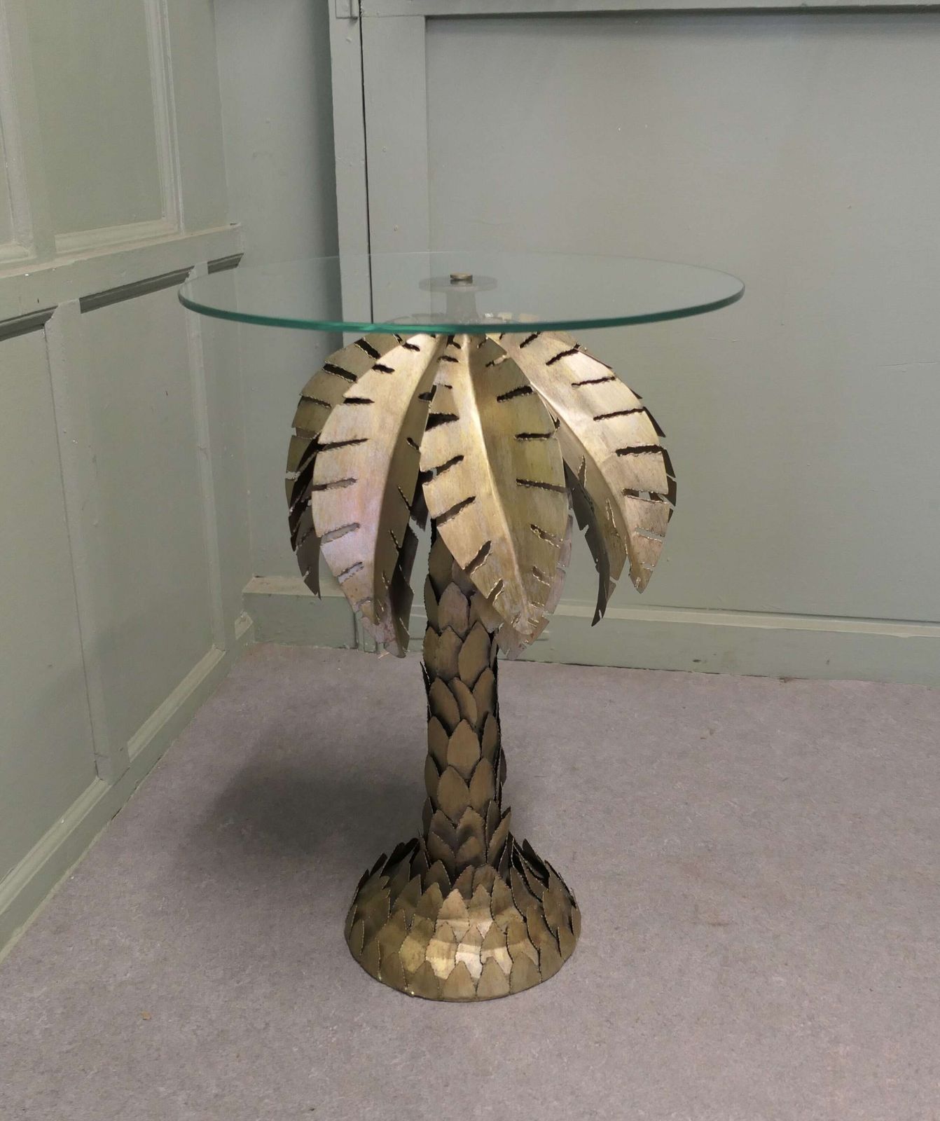 French Mason Jansen Style Palm Tree Tole Ware Table This Stunning Design Is Circa 1970 photo furniture