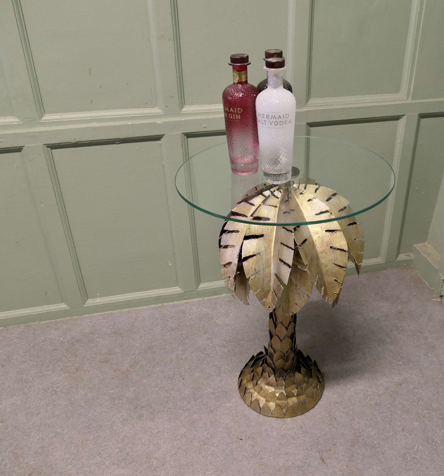 French Mason Jansen Style Palm Tree Tole Ware Table This Stunning Design Is Circa 1970 photo for sale