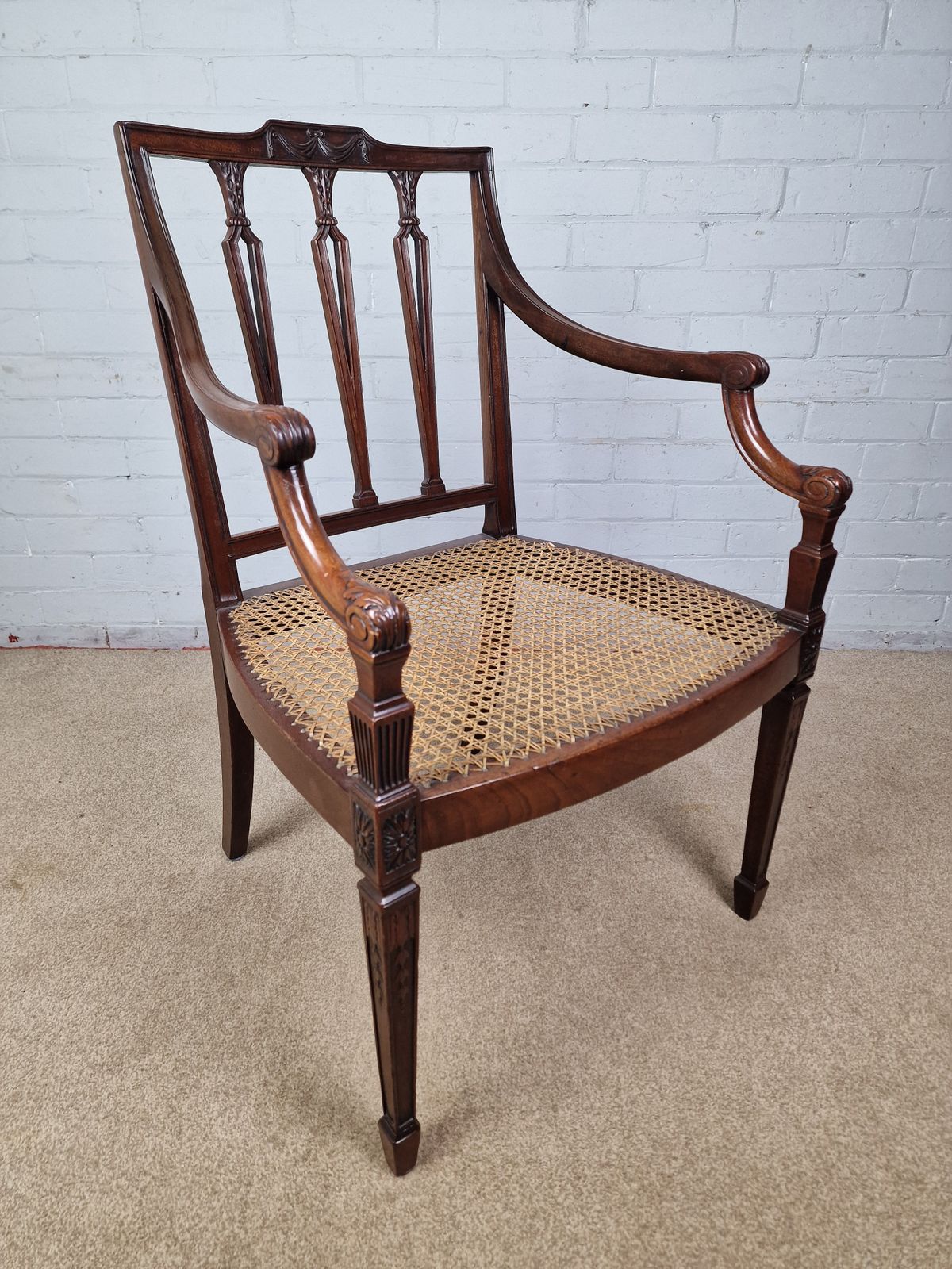 Georgian Mahogany Open Armchair   Sheraton Period C.1795 photo 1250.0