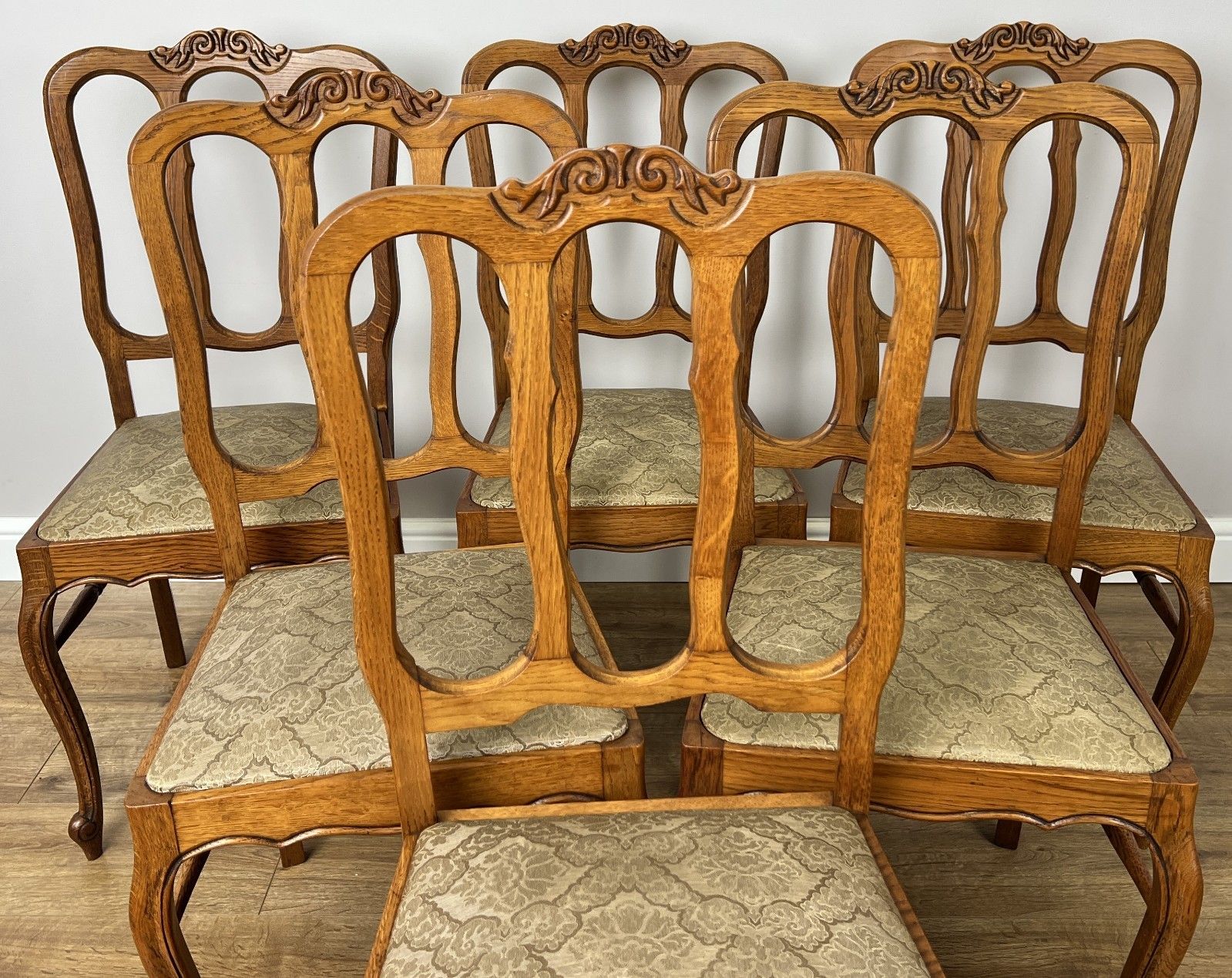 Dining Chairs Vintage French Louis Style Oak Set Upholstered Seats Lot 4885 photo for sale