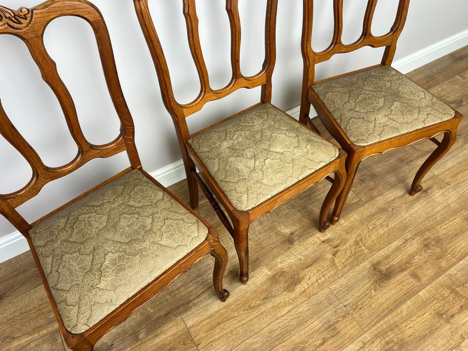 Dining Chairs Vintage French Louis Style Oak Set Upholstered Seats Lot 4885 photo buy