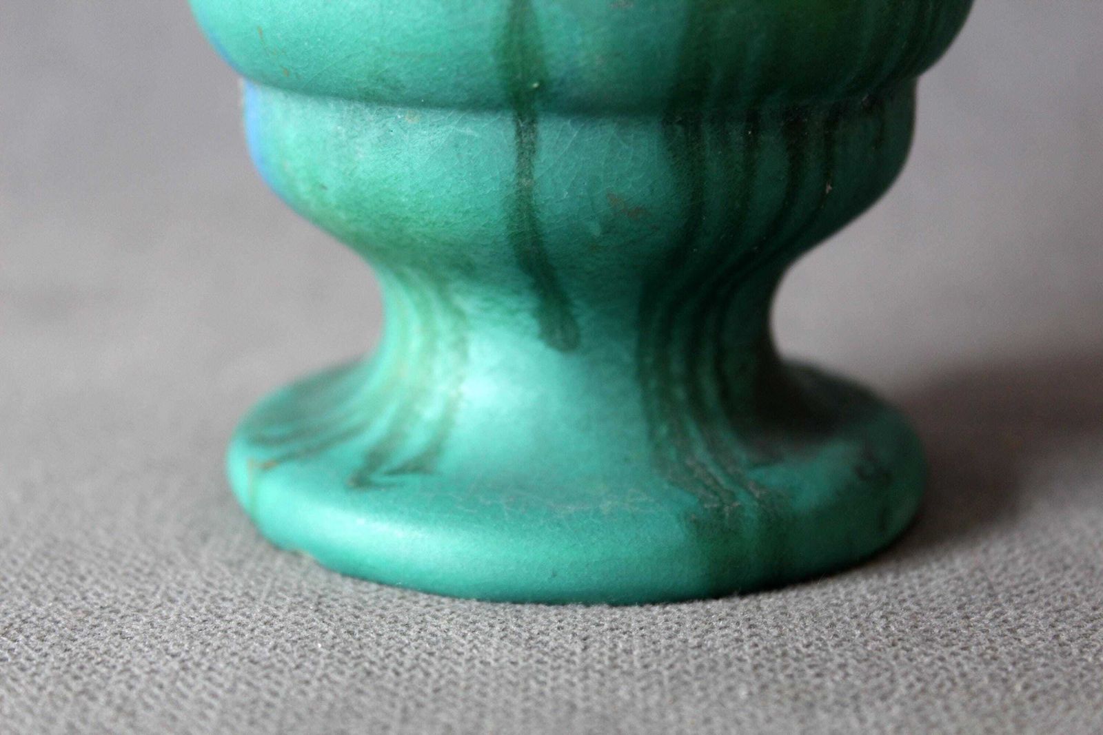 photo for sale Art Deco Ceramic Vase, Faiencerie De Thulin Belgium, Drip Glaze, Studio Art, Turquoise, Bud Vase, Greek Urn Shape