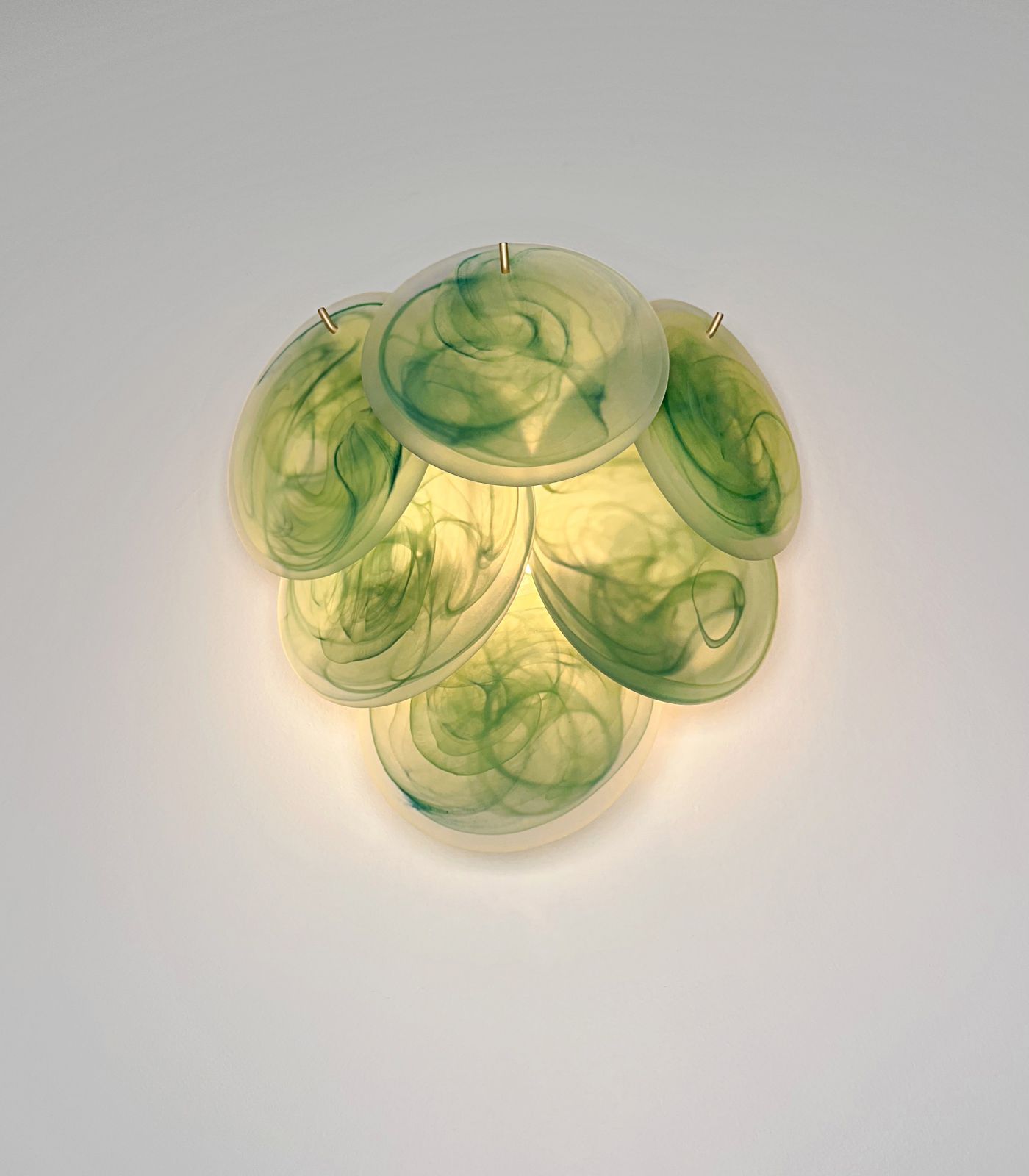 Lighting Pair Of Glass Wall Sconces   6 Acid Etched Alabaster Glass Discs photo