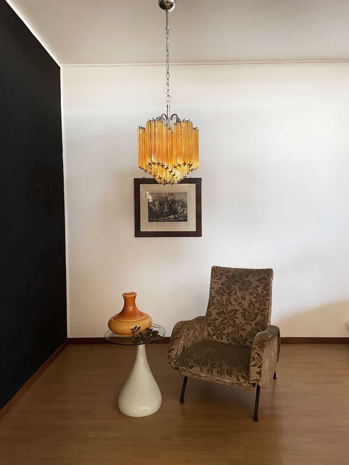 Modern Quadriedri Glass Chandelier   60 Amber Prism Quadriedri photo vintage
