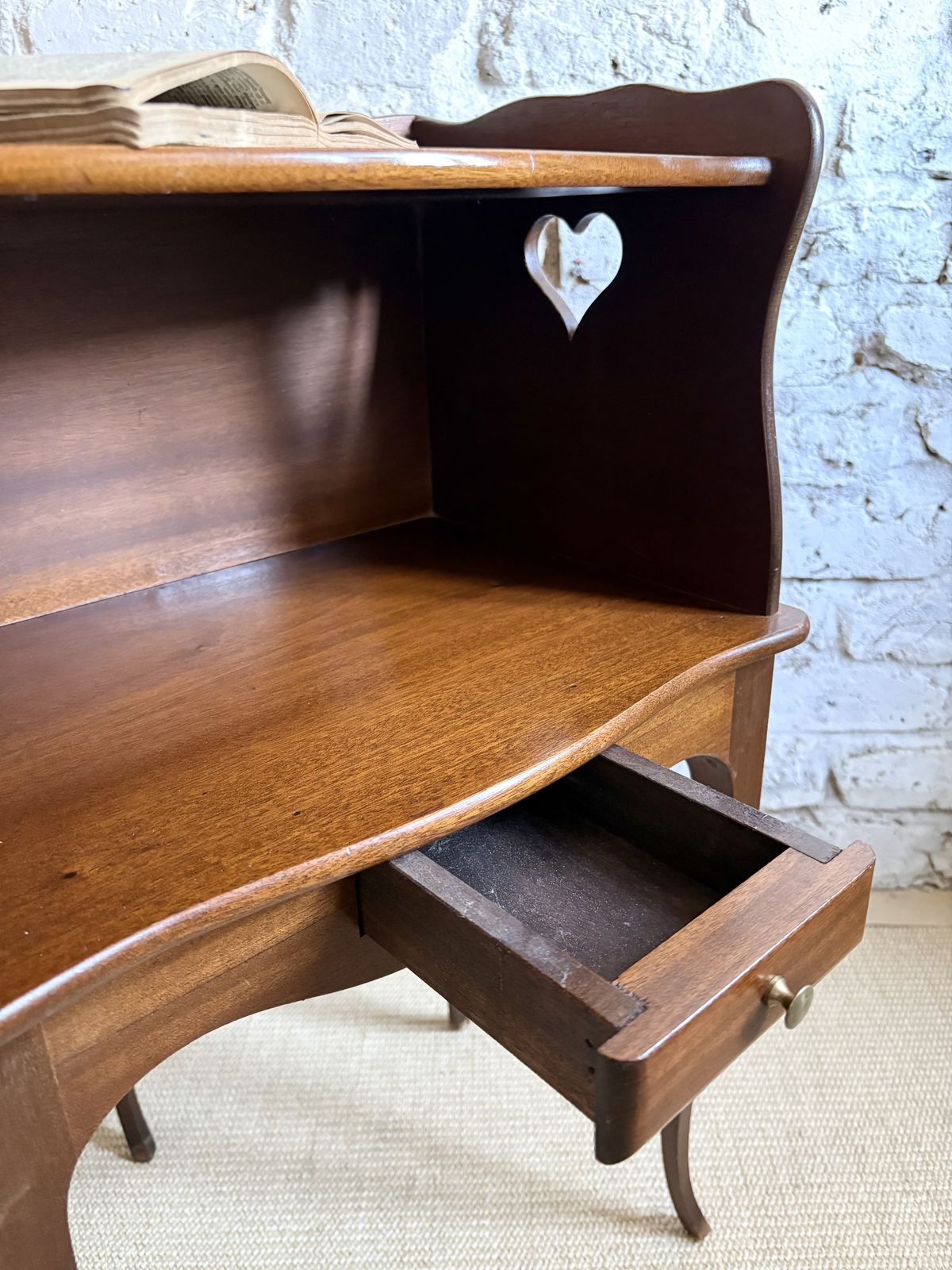 Furniture A Pair Of French Bedside Tables With Heart Cut Out Detail photo