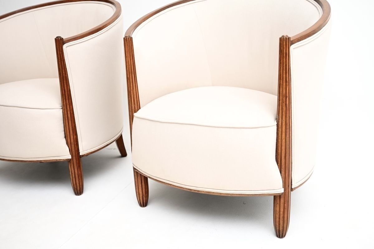 Pair Of French Art Deco Armchairs By Paul Follot photo vintage