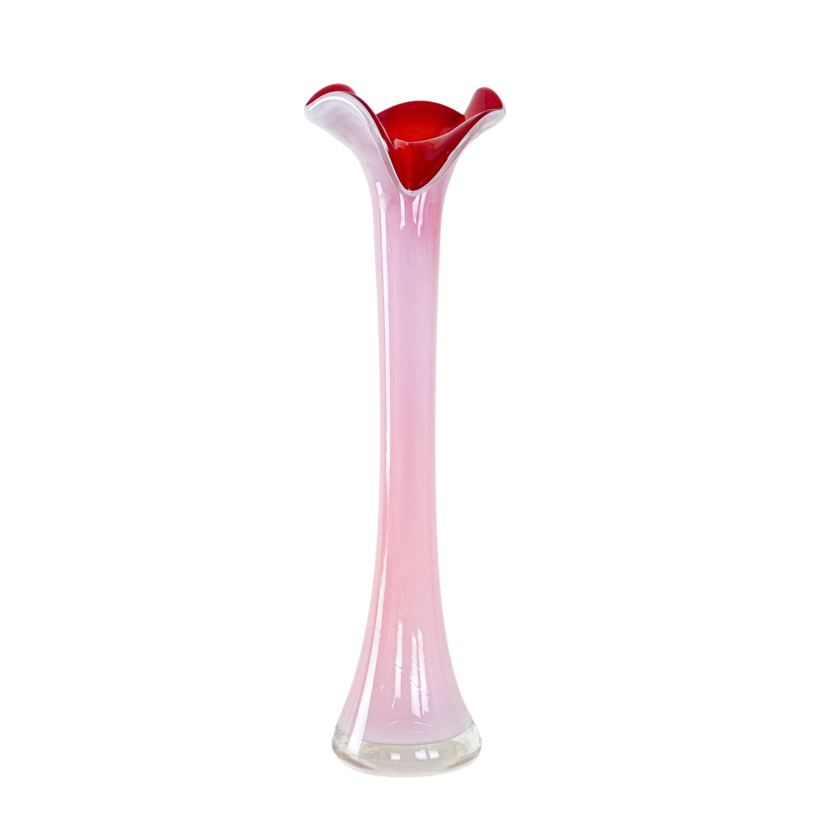 Roze Vaas, Murano Glas, Italiaans Design, Jaren 1970, Made In Italy
