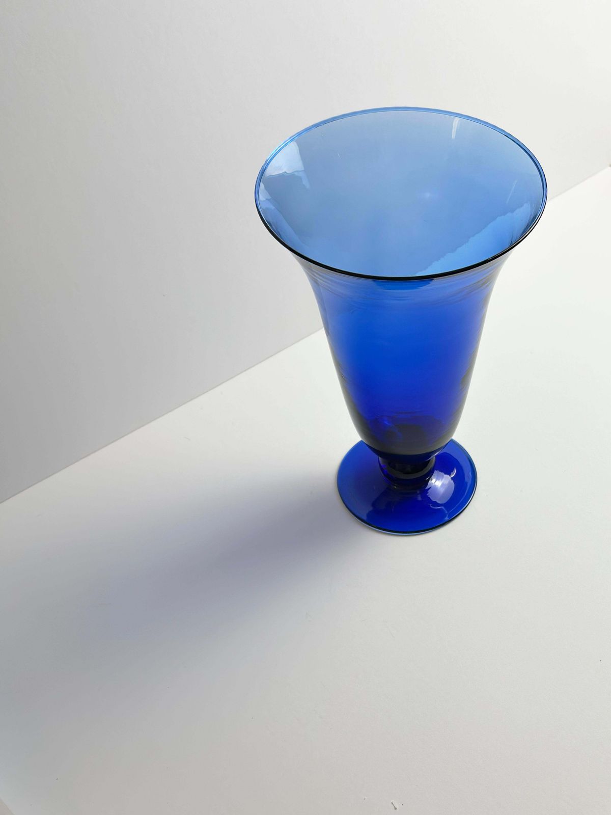 Cobalt Blue Trumpet Vase, Attributed To Empoli Glass, Italy, 1980s photo Home Decor