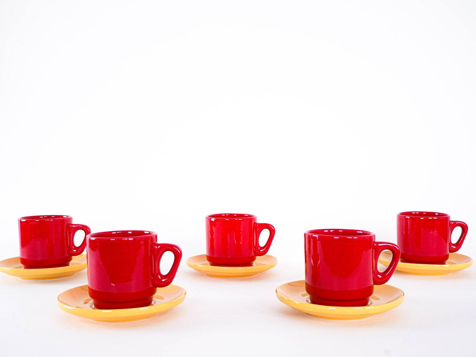 Set Of Ceramic Mugs, Italian Design, 1980s, Made In Italy photo vintage