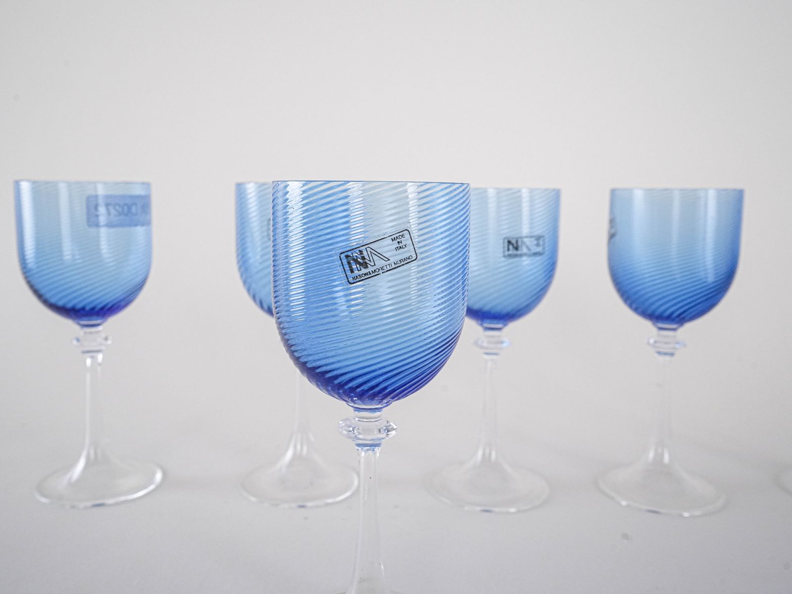 Set Of Blue Glasses, Murano Glass, Italian Design, 1970s, Made In Italy photo vinterior