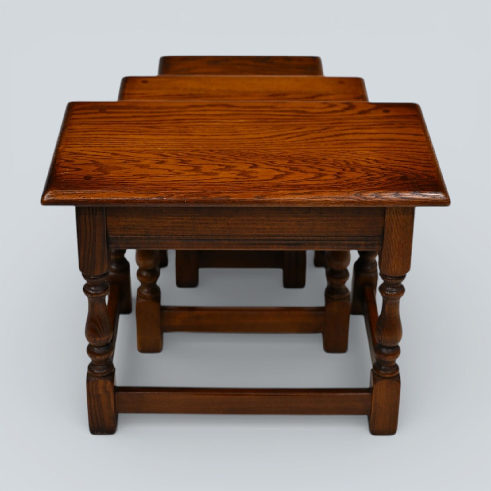 Oak Old Charm Nest Of Tables Gold Diamond Badge Tudor Brown Free Uk Delivery photo 227.0