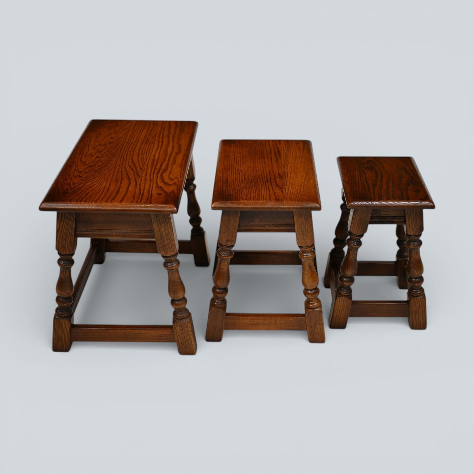 photo for sale Oak Old Charm Nest Of Tables Gold Diamond Badge Tudor Brown Free Uk Delivery