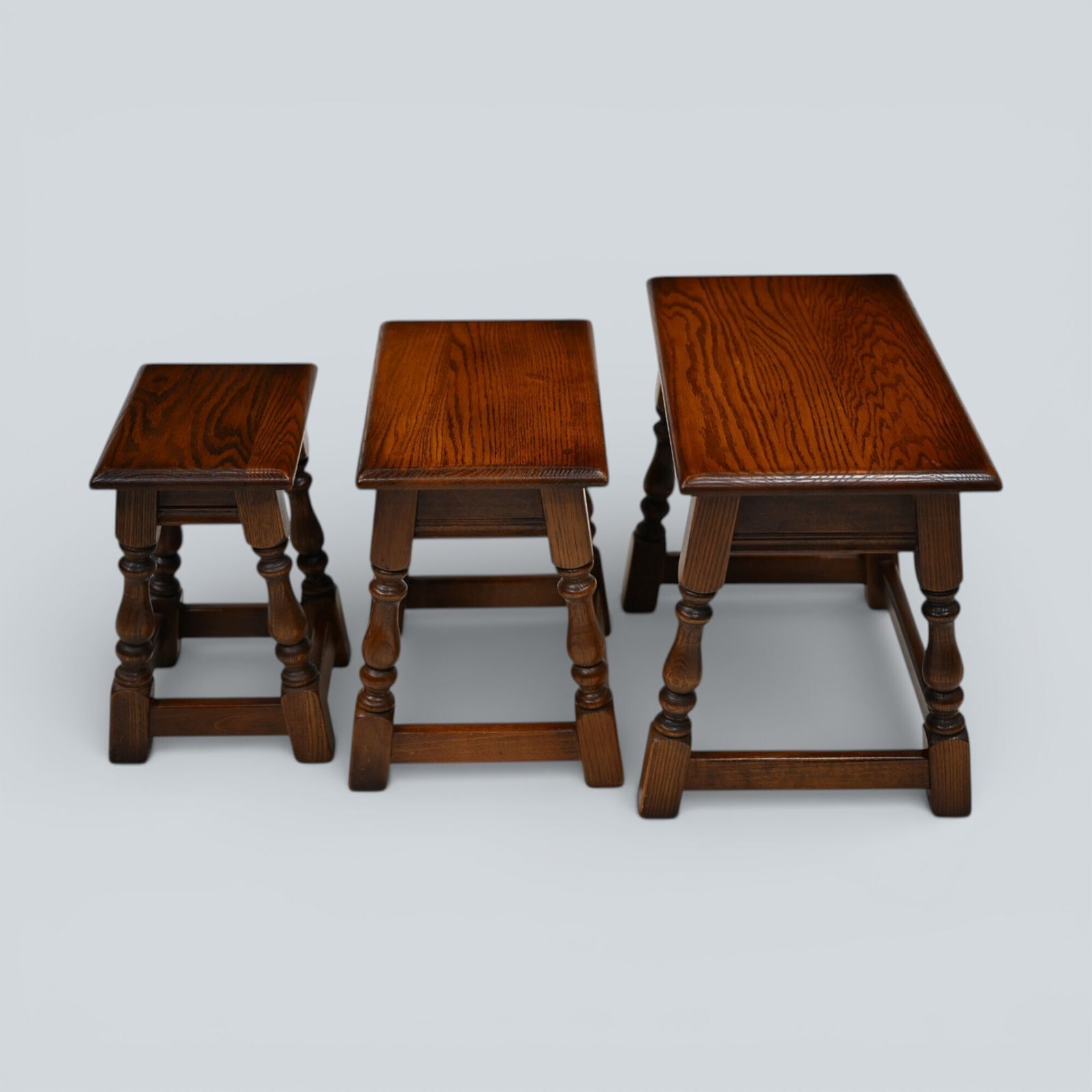 Furniture Oak Old Charm Nest Of Tables Gold Diamond Badge Tudor Brown Free Uk Delivery photo