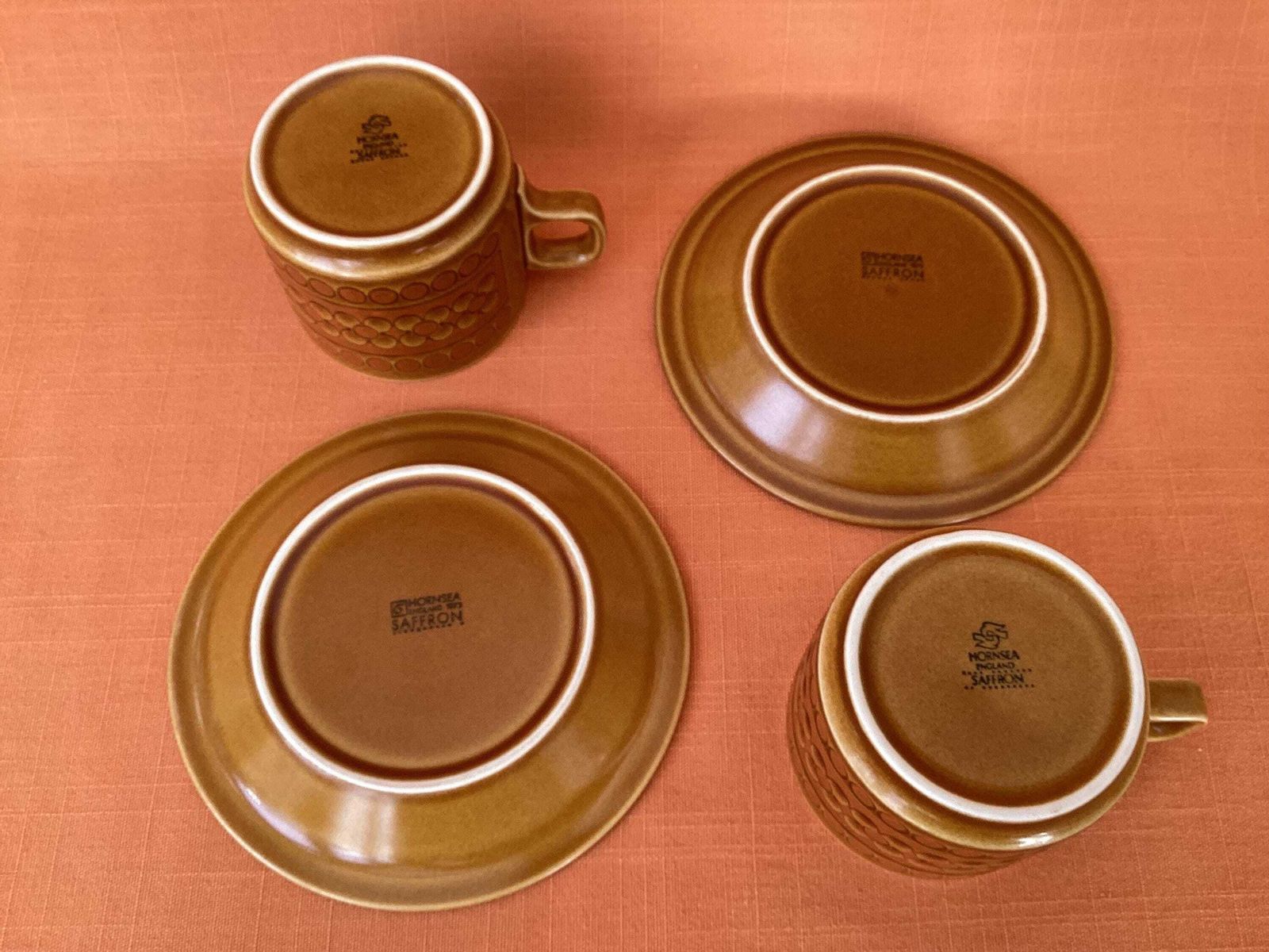 1970s Hornsea Saffron Tea Cups And Saucers (Set Of 4), John Clappison Design, 1970s Cups, Hornsea Saffron Cups And Saucers, Retro Cups photo 50.0