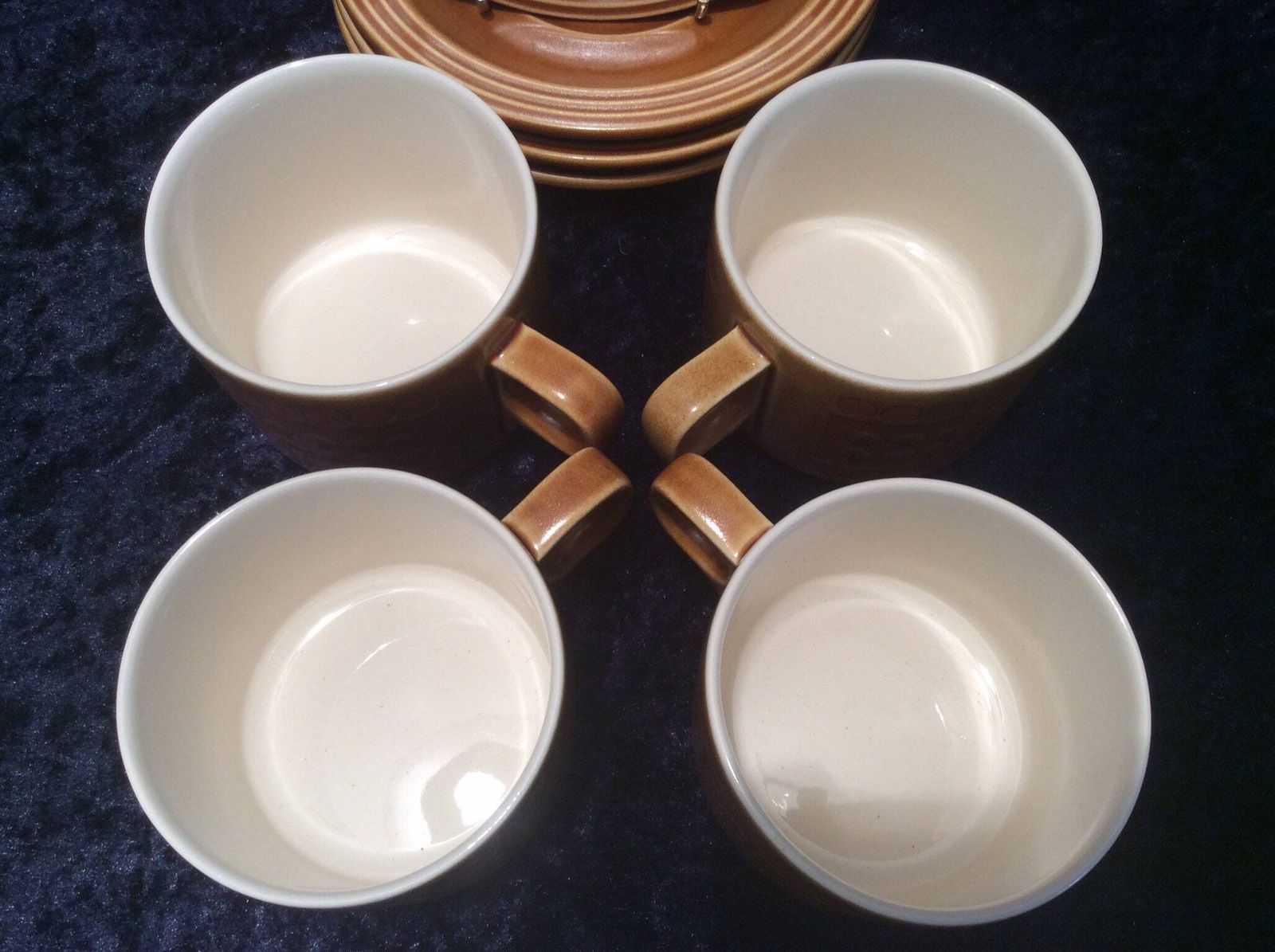 photo furniture 1970s Hornsea Saffron Tea Cups And Saucers (Set Of 4), John Clappison Design, 1970s Cups, Hornsea Saffron Cups And Saucers, Retro Cups