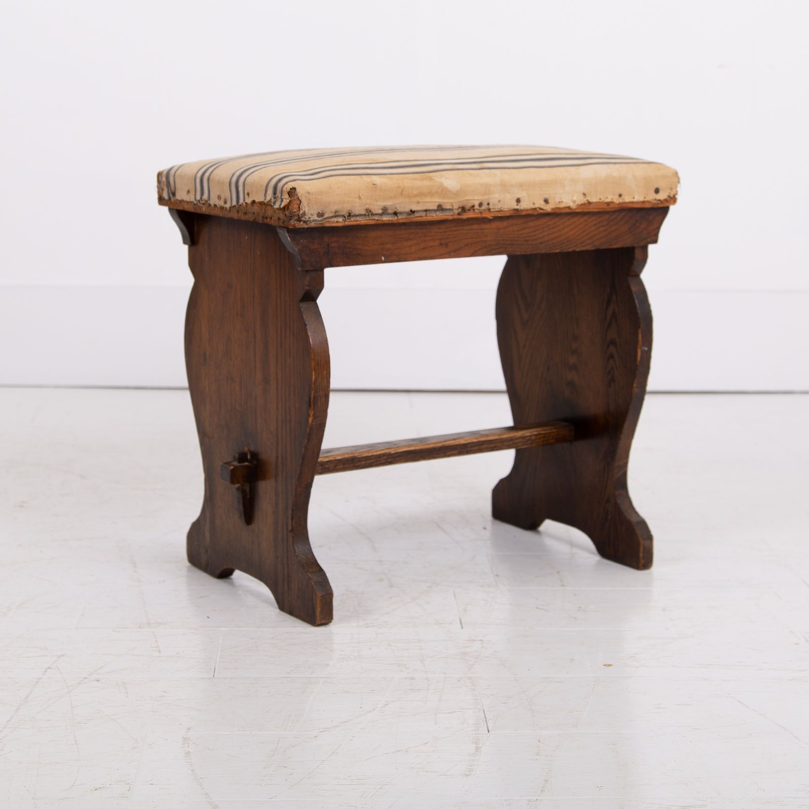 345.0 Pair Oak Arts And Crafts Low Stools We Have 2 Pairs photo