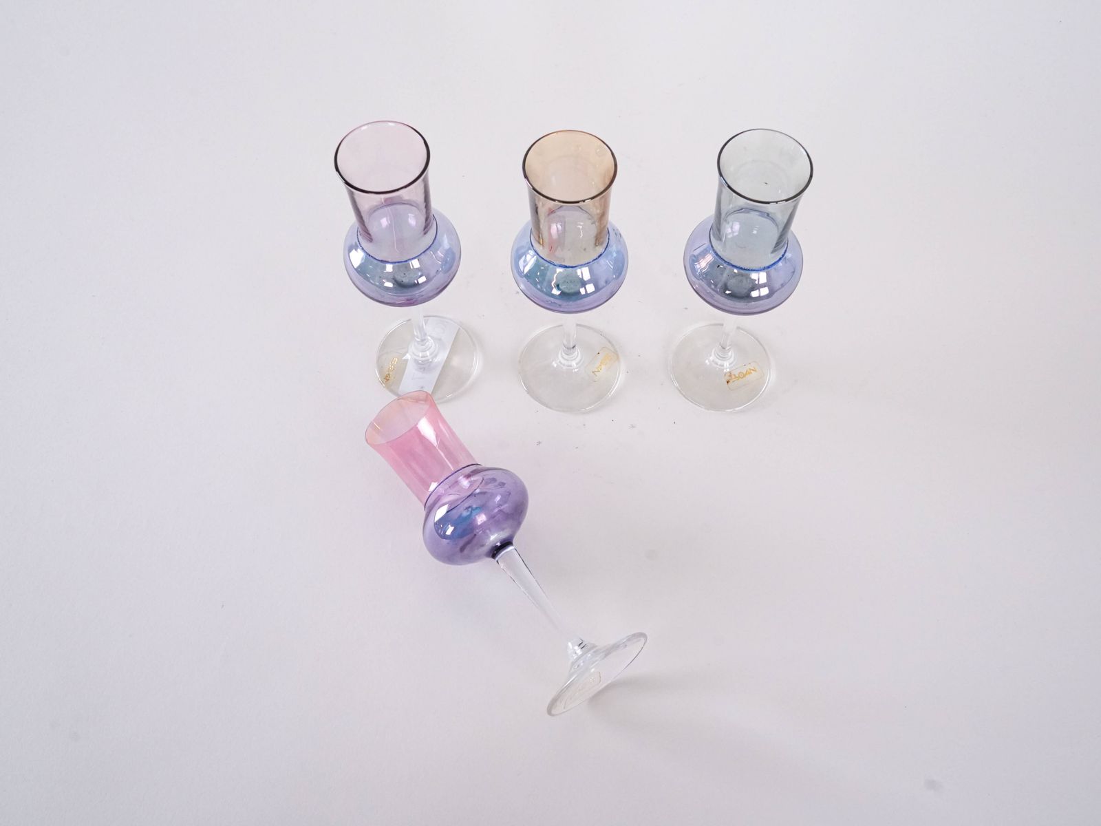 Set Of Pastel Coloured Glasses, Italian Design, 1970s, Made In Italy photo vinterior