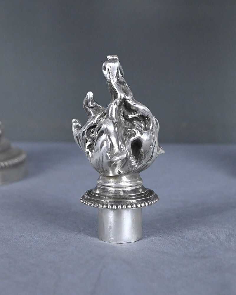 photo furniture Pair Of Silvered Bronze Candelabra, Louis XVI Style – Late 19th Century