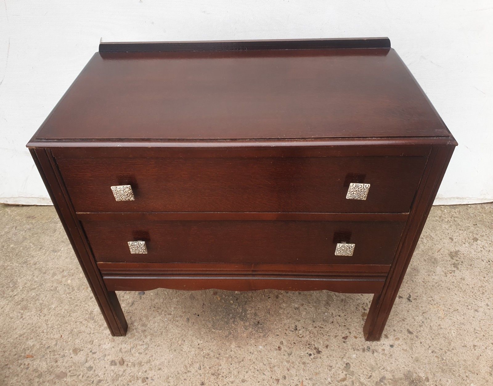A Small Oak Art Deco Style Chest Of Drawers With Original Unusual Handles photo furniture
