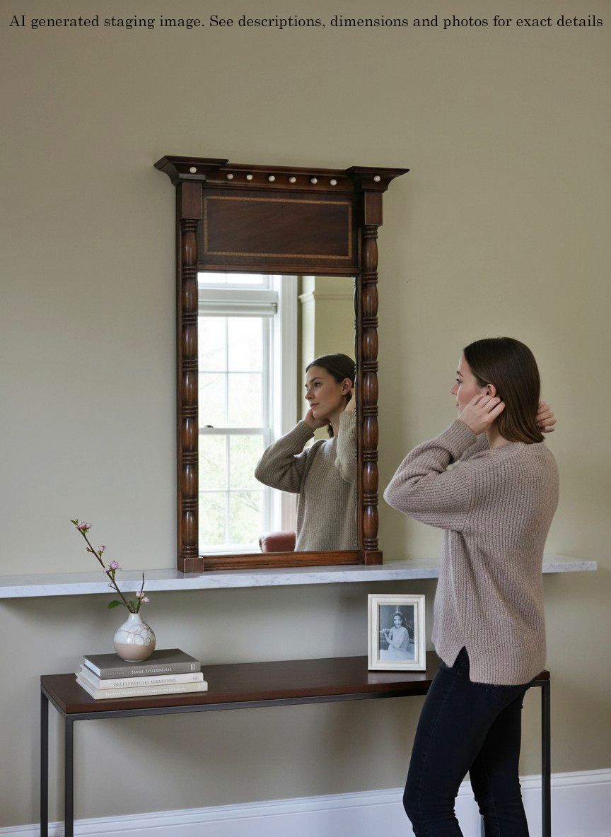 Antique 19th Century Mahogany Framed Pier Overmantle Wall Mirror – Fine Quality photo furniture