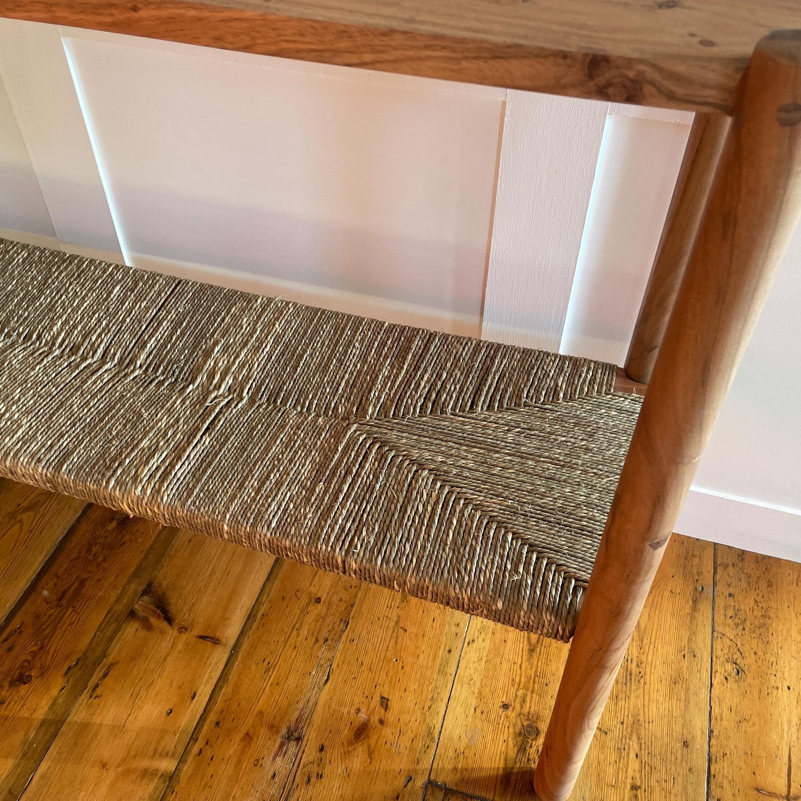 Graham & Green Wooden Sideboard Wrenley Console Scandi Woven Shelf Acacia Wood Entryway Bench Hall Table Handmade Woven Shelf photo Furniture
