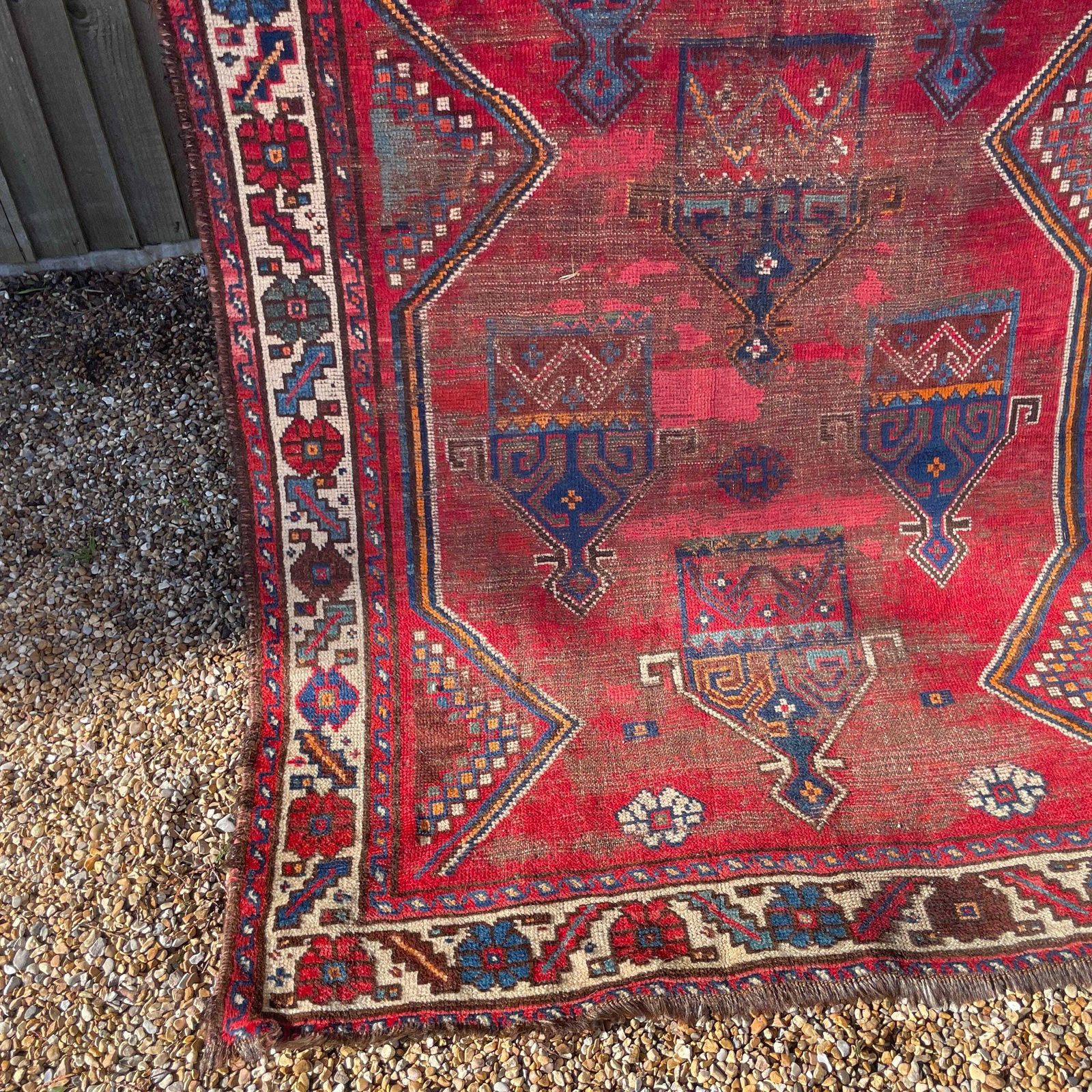 Antique Heriz Rug Tribal Runner Hand Knotted Red Early 20th Century Hallway Middle Eastern Floor Rug Low Pile photo furniture