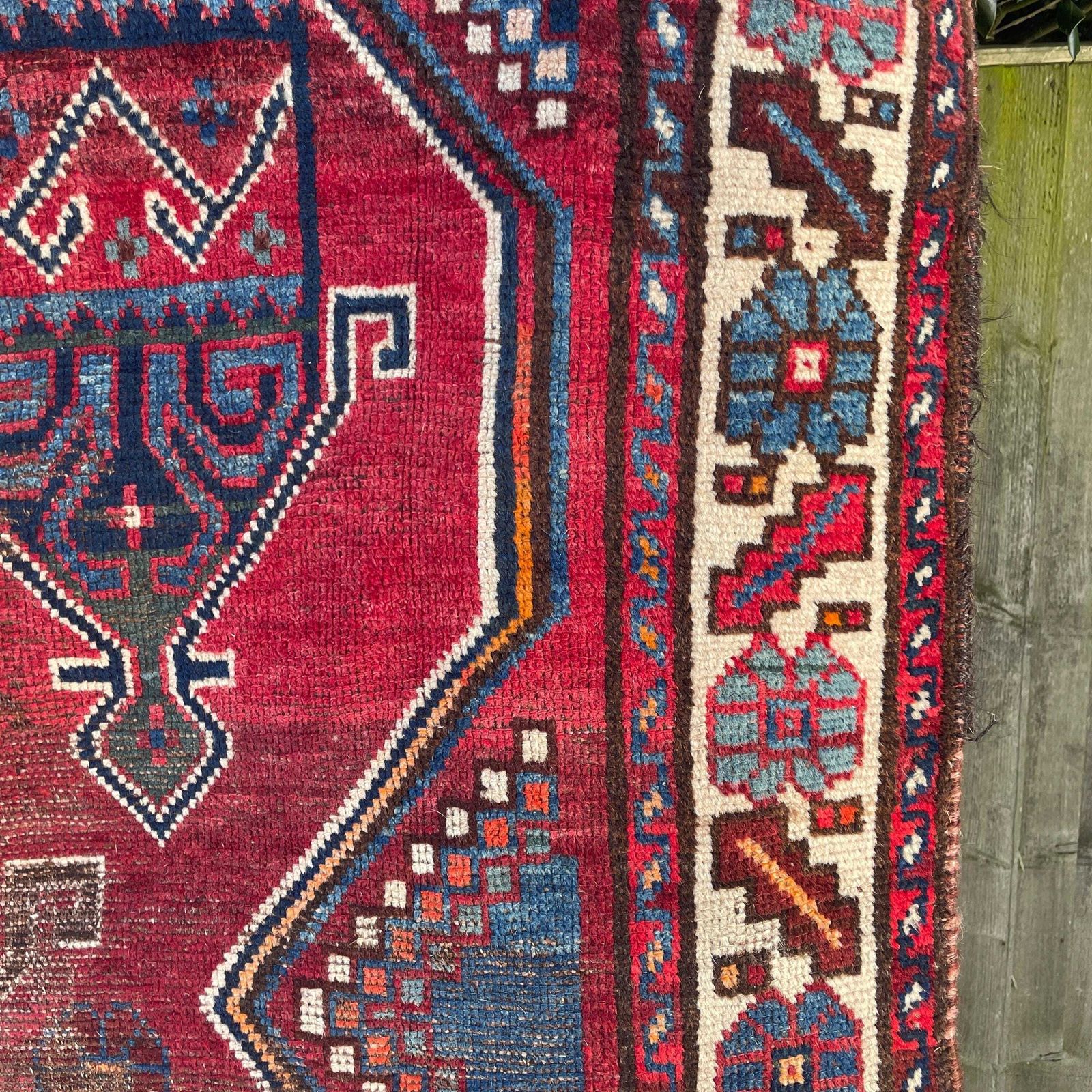 Antique Heriz Rug Tribal Runner Hand Knotted Red Early 20th Century Hallway Middle Eastern Floor Rug Low Pile photo 395.0