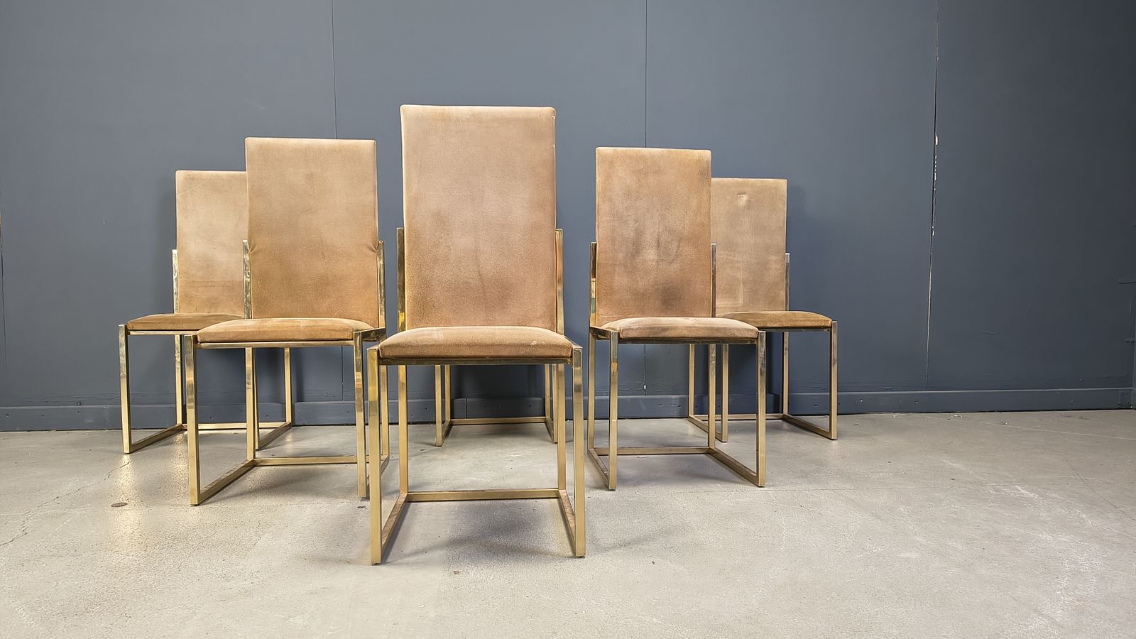 photo buy Brass Dining Chairs By Belgochrom, 1970s   Set Of 6