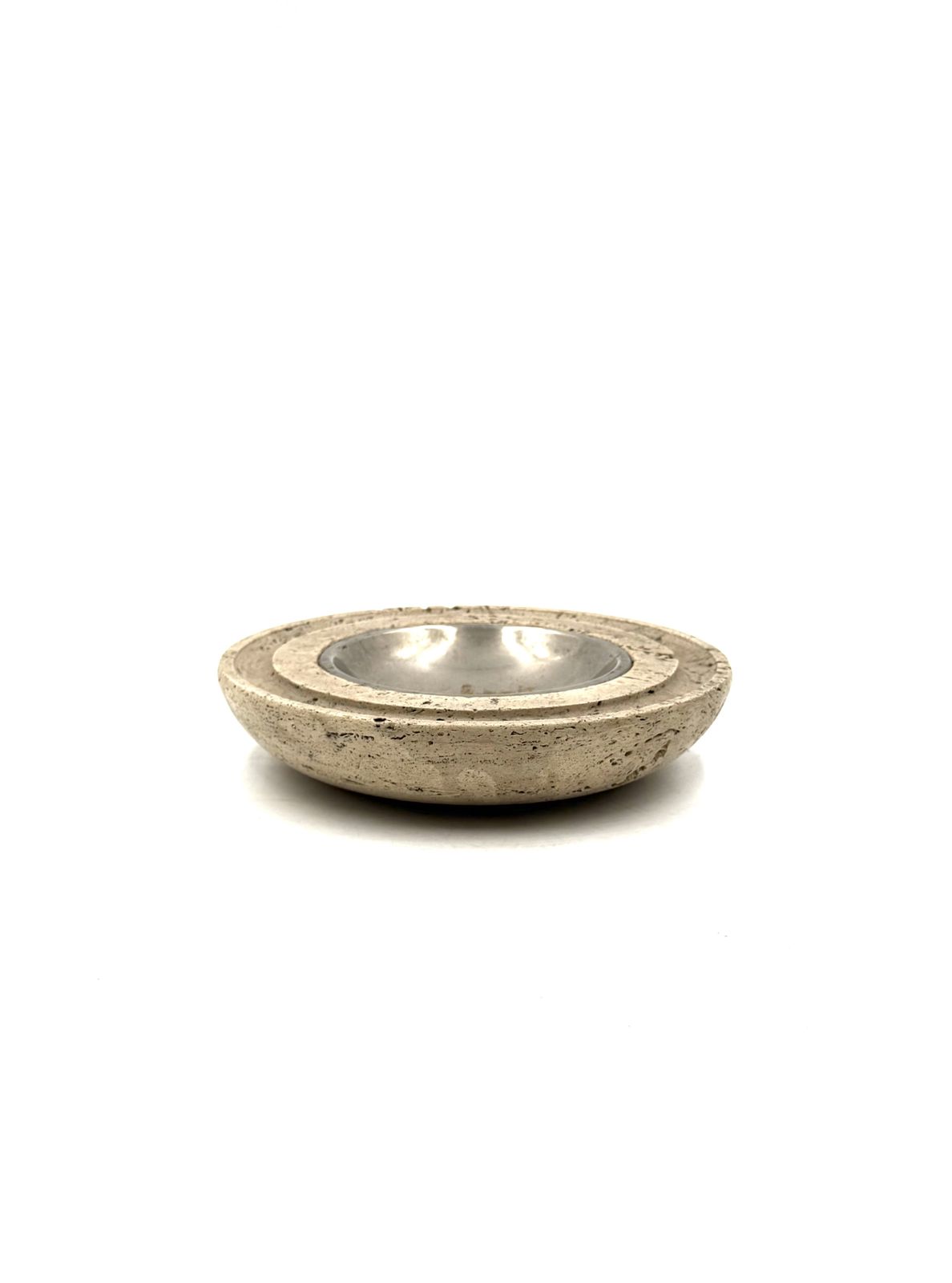 Travertine & Brass Vide Poche / Ashtray, Cerri Nestore, Italy, 1970s photo Home Decor