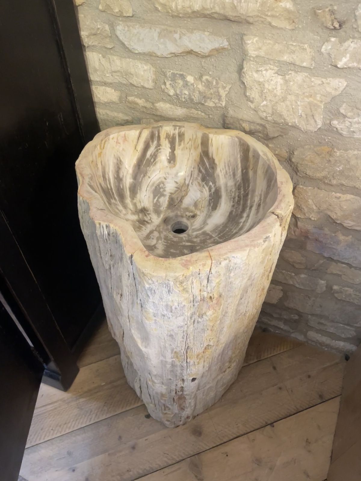 Pedestal Petrified Fossil Wood Freestanding Washbasin/ Sink photo Home Decor