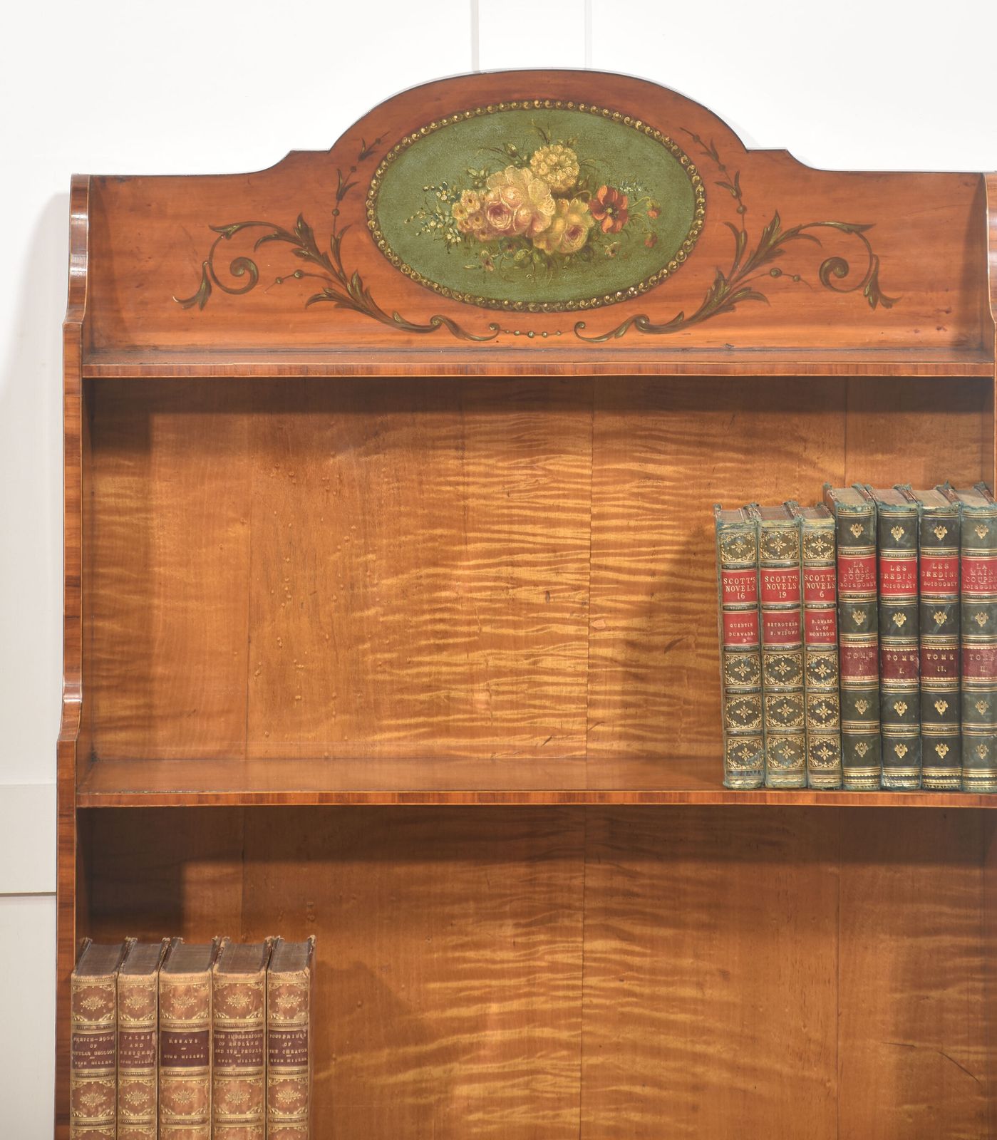 Satinwood Aesthetic Movement Open Bookcase photo vintage