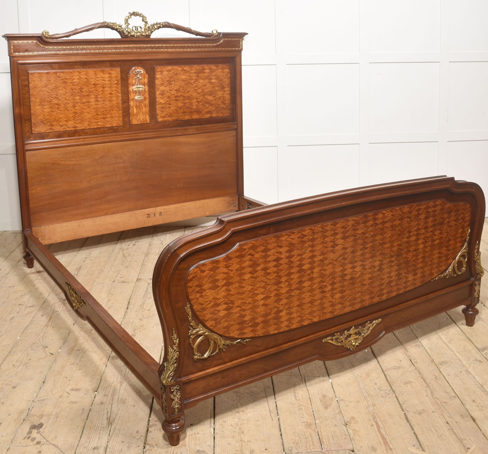 Fine Louis XVI Style Mahogany And Parquetry Double Bed photo vintage