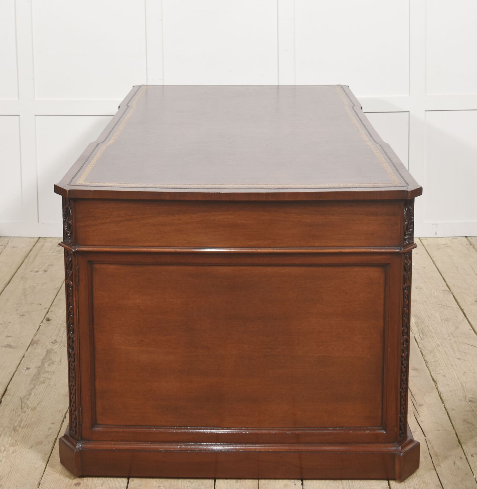 Furniture Mahogany Partner’s Pedestal Desk With Tooled Leather Top photo