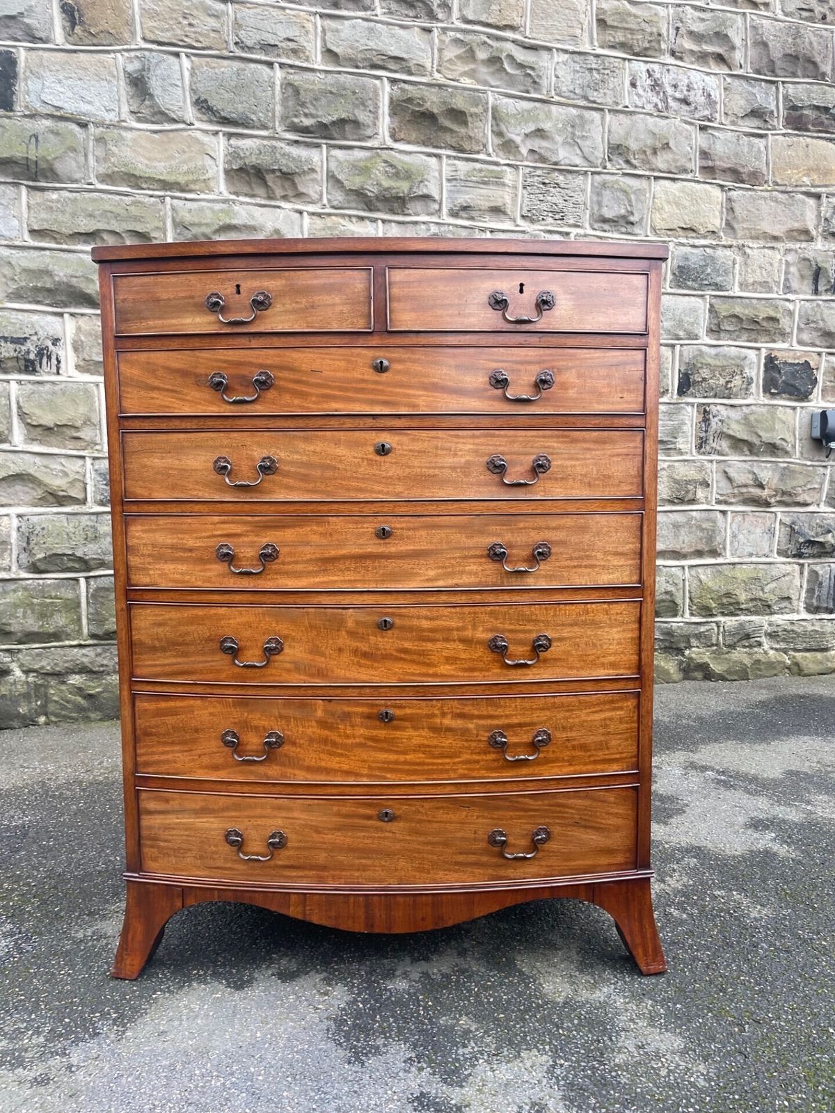 Antique Mahogany Walnut Bow Front 7 Height Chest Draws photo buy