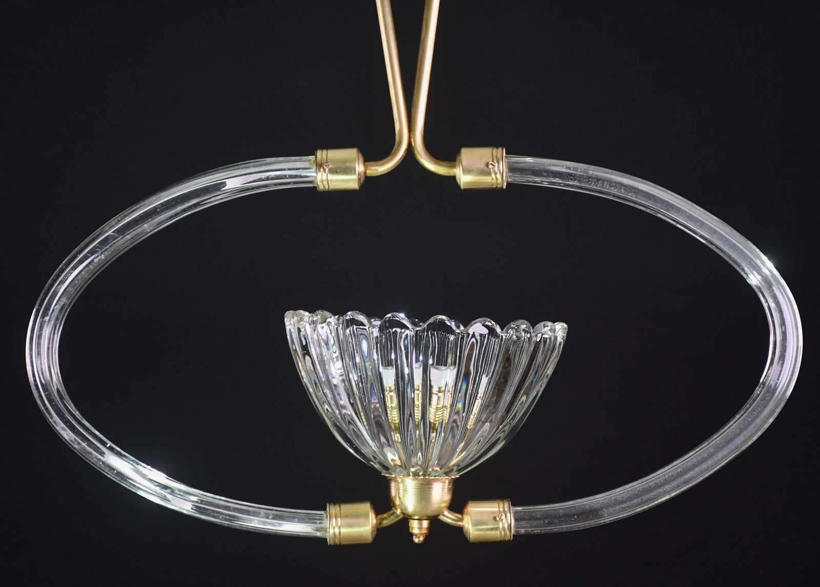 Extraordinary Art Decò Murano Glass And Brass Chandelier By Barovier & Toso 1940 photo vinterior