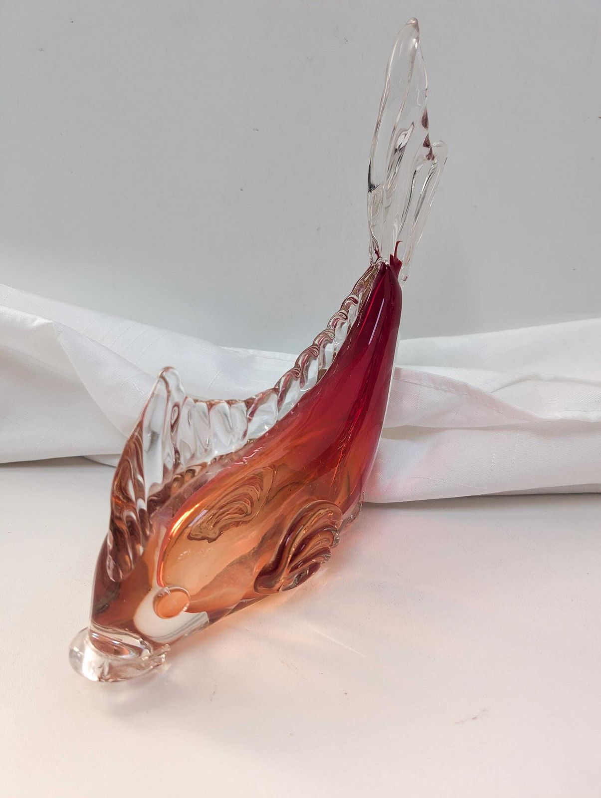 Vintage 1960s Murano Glass Large Red Fish Hand Mouth Blown Glass. Mid Century Modern. photo Art