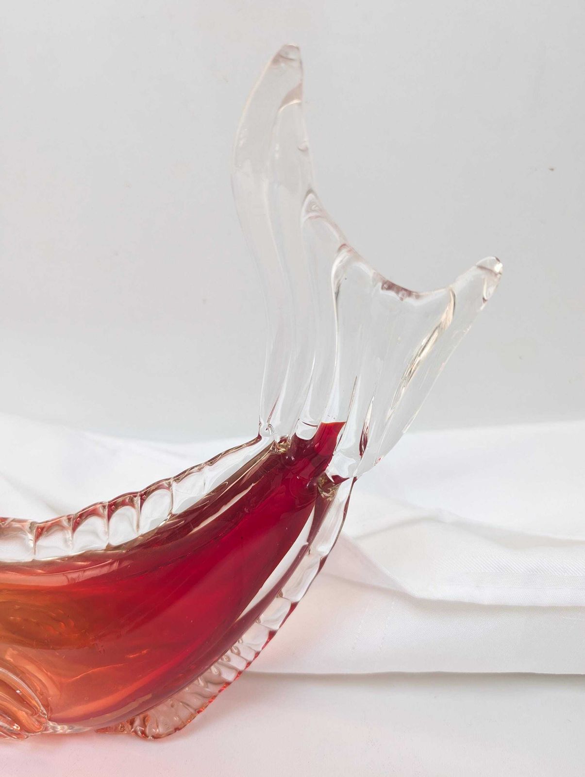 Vintage 1960s Murano Glass Large Red Fish Hand Mouth Blown Glass. Mid Century Modern. photo vinterior