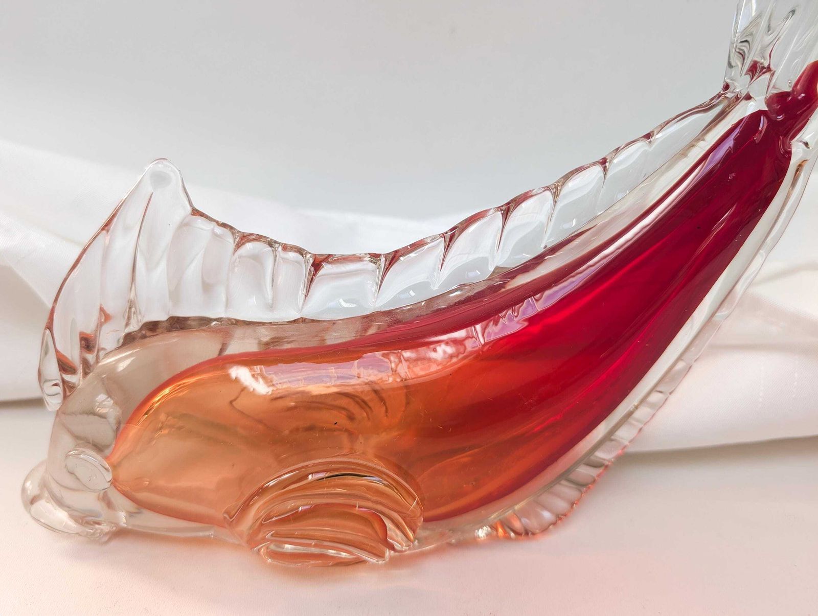 photo for sale Vintage 1960s Murano Glass Large Red Fish Hand Mouth Blown Glass. Mid Century Modern.